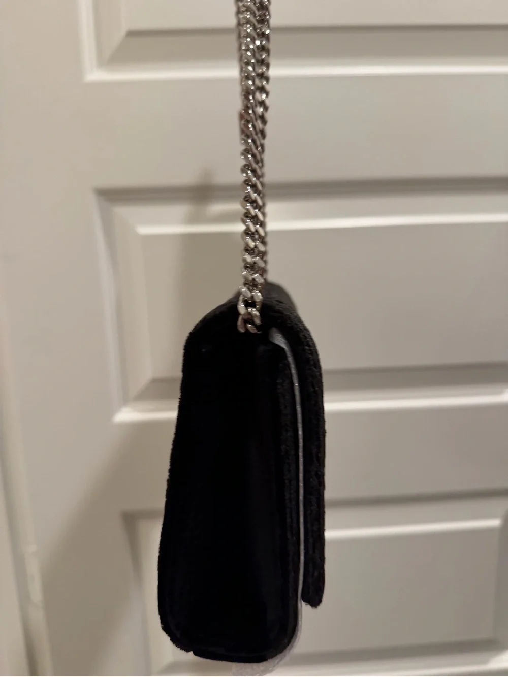 New! Saint Laurent Black Velvet
Crossbody Bag with Crystal Accents - Picture 7 of 15
